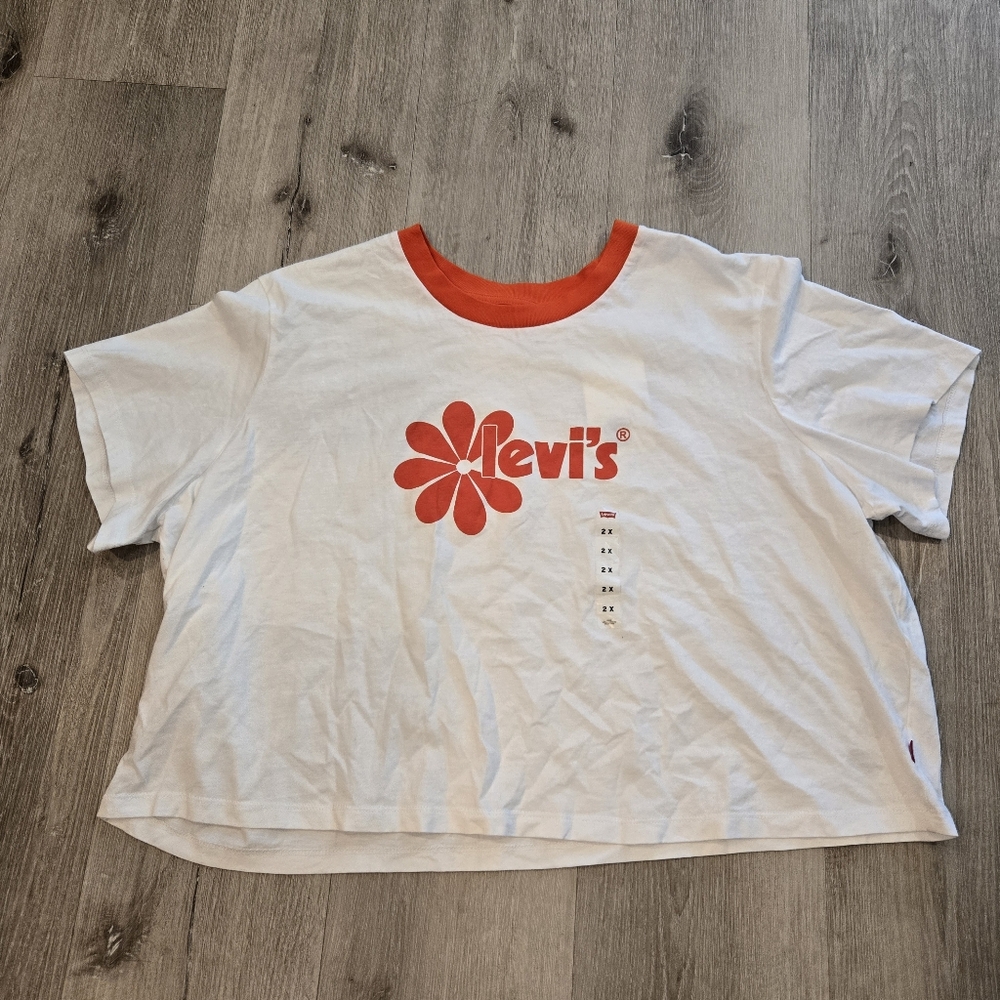 Levi's Jordie Cropped White Tee Women's Plus Size 2X 100% Cotton NWT - Picture 2 of 5